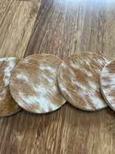 Load image into Gallery viewer, Cowhide coasters Tan/White (pack of four)
